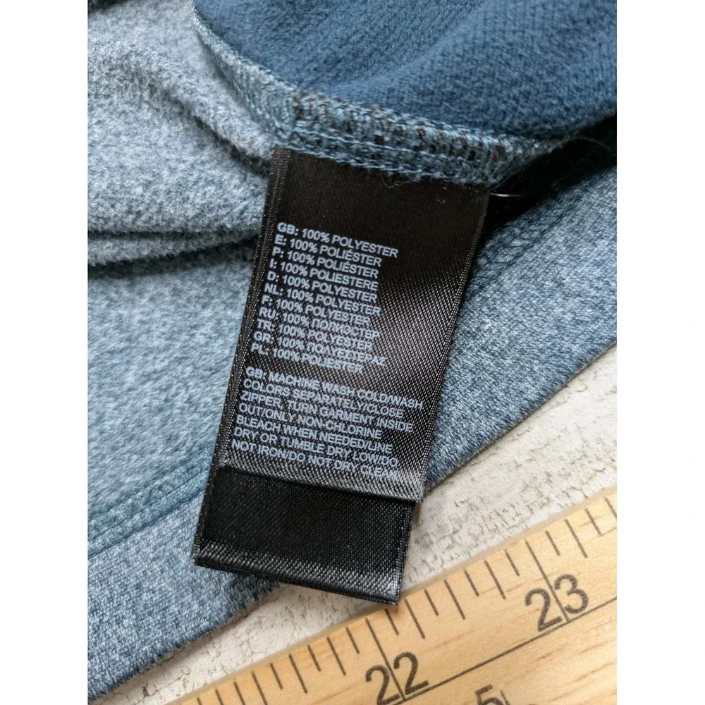 The North Face Mens Large Essential 1/4 Zip Pullover Blue Heather Orange Fleece